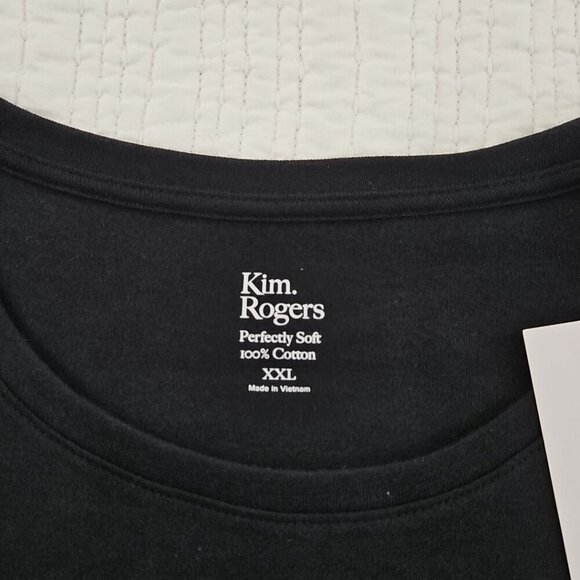 Kim Rogers Perfectly Soft Tee NEW Women's XXL Deep Black 3/4 Length Sleeve NWT - Picture 5 of 13